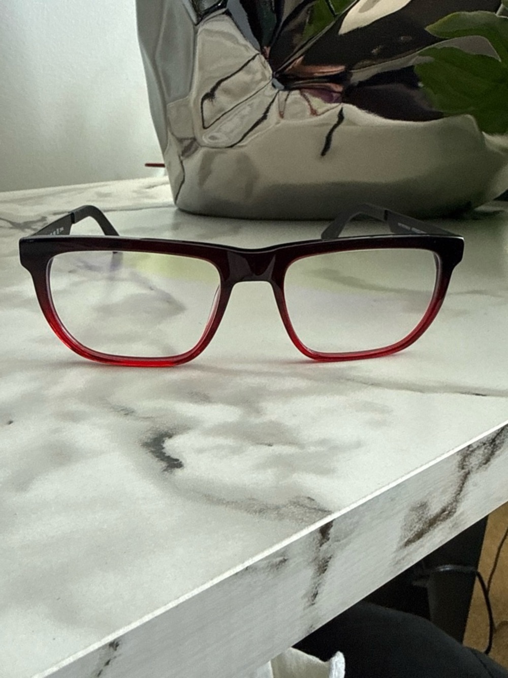 Men's Rectangular Gradient Red-to-Black Sunglasses